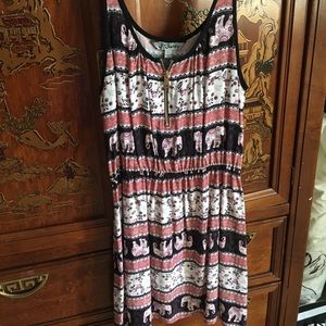 Elephant print summer dress with zipper on front